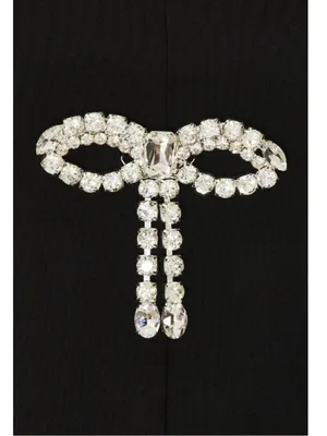 MORE TO COME Marie Mini Dress in Black Rhinestone Bows thumbnail 3