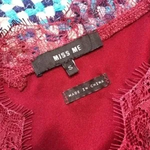 Miss Me Satin Lace Trim Tank Top Small Dark Romantic Dainty Ethereal Vamp Red thumbnail 8