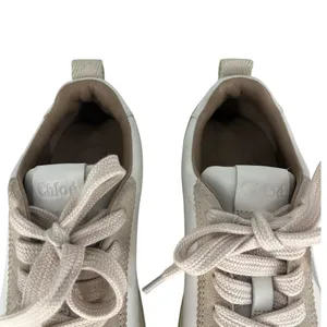 Chloé‎ Lauren Leather Suede Platform Sneakers White Beige 37 thumbnail 10