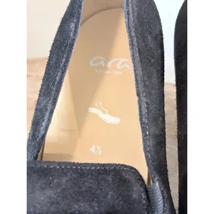 Ara Black Suede Kiltie Fringe Heeled Loafers Block Heel Pumps UK 4.5 US 7 thumbnail 3