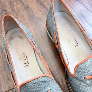 Torretti • retro tassel loafers aqua blue orange leather suede slip on thumbnail 4