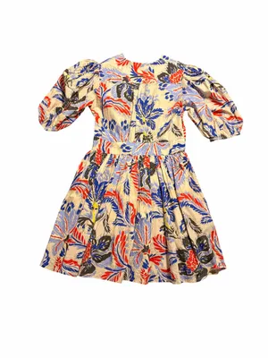 Oliphant Design V-Neck Puff Sleeve Mini Dress Chennai Cobalt Size XS thumbnail 7