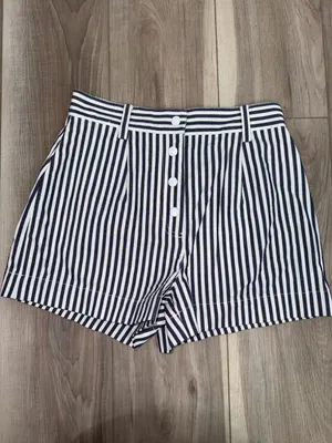 Derek Lam 10 Crosby striped nautical pleated front shorts size 2 high waisted thumbnail 2