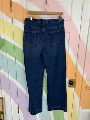 NWT ASOS Tall High Waist Wide Leg Jeans Front Patch Pockets Dark Wash Sz 32 🧡🍄 thumbnail 9