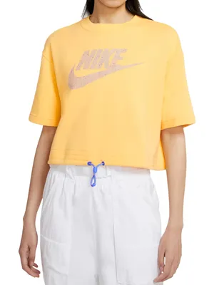 Nike‎ Icon Clash Topaz Gold Graphic Crop T-Shirt Women’s Plus 1X NWT thumbnail 1