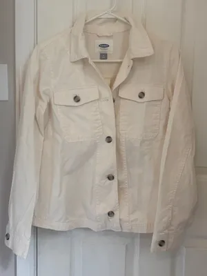Old Navy Twill Swing Utility Jacket in Cream thumbnail 2