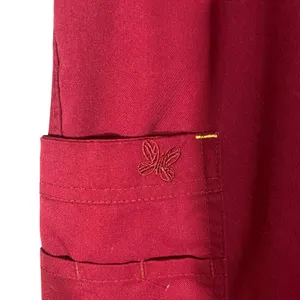 Med Couture Maroon Red Drawstring Waist Medical Scrub Casual Pants Women Sz S thumbnail 3