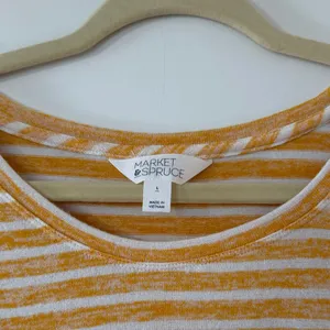 Market & Spruce Yellow and White Striped Scoop Neck Tee thumbnail 2