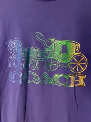 Coach Royal Blue Short Sleeve Tee with Multicolor Horse & Carriage Logo thumbnail 3