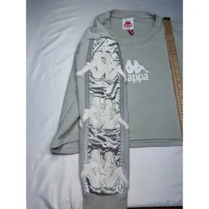 Kappa Womens Cropped Sweatshirt Light Grey Logo Sleeve Tape Large thumbnail 9