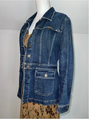 Women'sw Liz Claiborne Blue Denim Jean Jacket Size S thumbnail 3