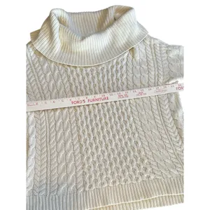 American Eagle Cable Knit Cowl Neck Sweater Cream‎ Ivory Chunky Cozy Size Medium thumbnail 3