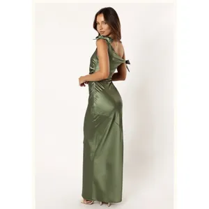 Petal & Pup Selma Off Shoulder Maxi Dress Olive Gown Satin Bows Size XL thumbnail 3