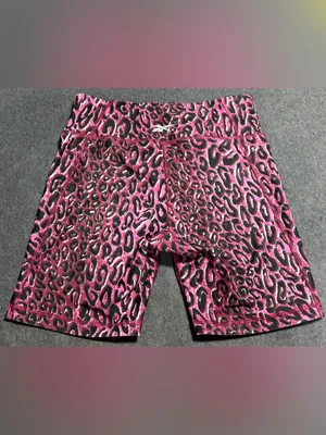Reebok Womens Pink and Black Leopard Print Performance Bike Shorts Size S thumbnail 2