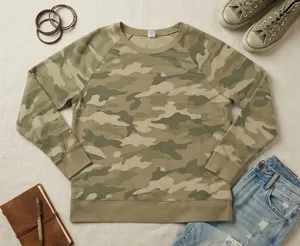 Old Navy Womens Green Camo Raglan Long Sleeve Crewneck Sweatshirt Size M‎ thumbnail 1