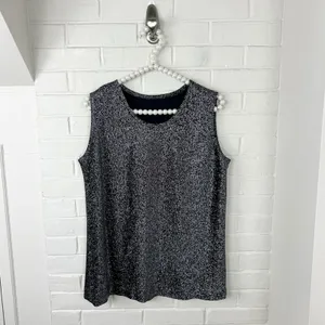 Vintage Montgomery Ward Silver Sparkle Button Down Shirt + Tank Set thumbnail 3