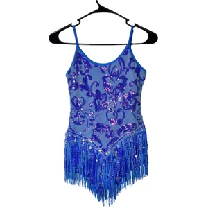 NWOT Sequin Fringe Bodysuit Sparkly Tassel Dance Rave Costume XS thumbnail 7