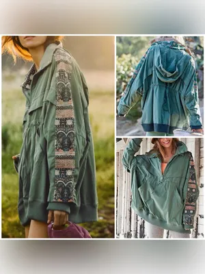 NWOT Free People FP Movement She Fly Jacket - green combo - Small thumbnail 2