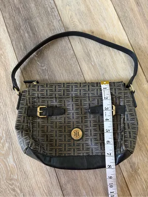 Tommy Hilfiger Vintage Brown & Black Monogram Leather Shoulder Bag thumbnail 8