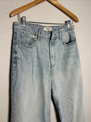 We The Free People Astoria Wide Leg Jeans Light Wash Blue 90s Size 30 thumbnail 3