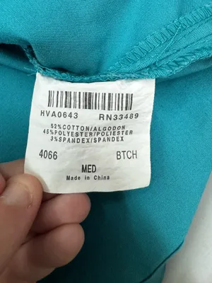 Landau Teal Blue Colored Short Sleeve Scrub Top Size Medium thumbnail 7