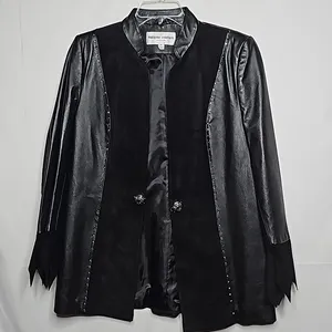 Vintage Maxen Couture RARE 100% leather rhinestone black western jacket sz 10 thumbnail 2