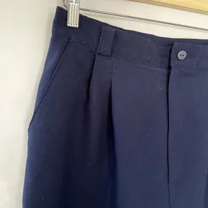 Wide leg‎ navy blue trousers high waist pockets belt loops women's 28 inch waist thumbnail 2