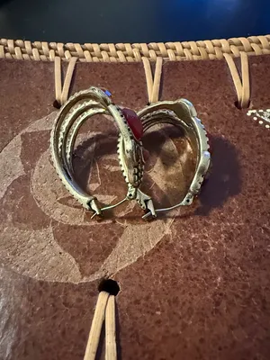 Sterling-Style Red and Amber Stone Drop Earrings thumbnail 3
