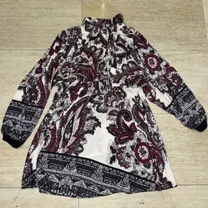 Free People Dress Womens XS Kimono Satin Babydoll Maroon Floral Boho Flowy‎ thumbnail 6
