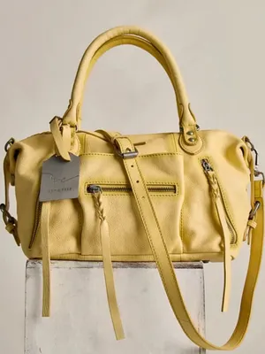Free People We The Free Baby Emerson Leather Tote Bag Butter Yellow Nwt | Rare thumbnail 1