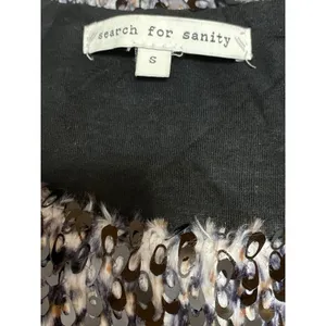 Search for Sanity Womens Faux Fur Sequin Shell Short Sleeve Sweater Blouse Top S thumbnail 4