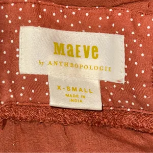 Maeve Anthropologie Women’s Size XS Rust Orange Twist Front Linen Mini Dress thumbnail 9