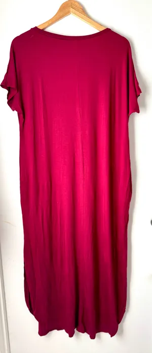 Red Maxi T-shirt Dress, Medium thumbnail 2