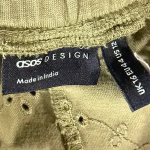 ASOS 12 Khaki Green Broderie Anglaise Wide Leg Crop Belted Pants Bohemian Beach‎ thumbnail 7