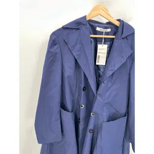 Meaneor Women Navy Blue Double Breasted Lightweight Jacket XXL‎ Trench Coat thumbnail 3