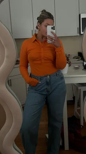 ZARA Orange Button Up Bodysuit thumbnail 2