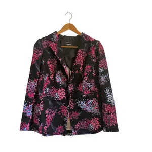 Lane Bryant Crepe "The Bryant" Black Pink Floral Blazer thumbnail 3