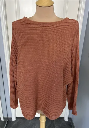 Free People Beach Women's Pullover Sweater Size XS Rust Brown Dolman‎ Ribbed thumbnail 1
