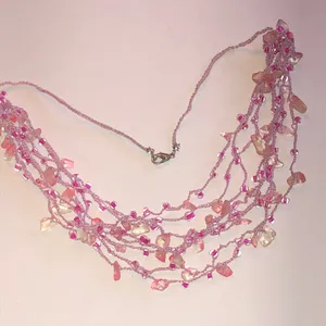 Elegant Pink Boho Beaded Necklace thumbnail 1