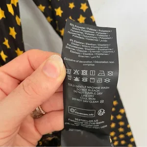 Black Yellow Mock Neck Long Sleeve Maxi Star Print‎ Dress Quirky Dopamine sz Med thumbnail 5
