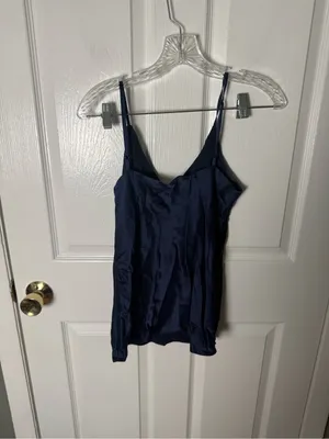 Reformation Lila Silk Top in Navy NEW S thumbnail 3