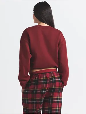 Skims Cotton Fleece classic Crewneck size large Merlot NWT thumbnail 4