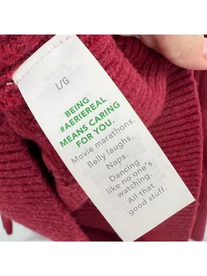 Aerie Burgundy Cable Knit Sweater Size Large NWT Classic Style Oversized Fit thumbnail 11