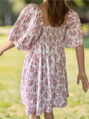 Trixxi XL Pink Floral Cottagecore Babydoll Dress Puff Sleeve thumbnail 6