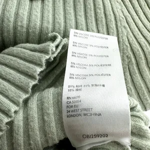 Urban Outfitters Skylar Ribbed Button-front Cropped Sweater Top Collar Green XS thumbnail 4