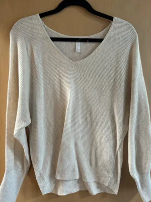 Leith Cream V Neck Sweater thumbnail 1
