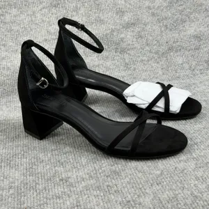 Steve Madden Size-6M Rae Black Suede Block Heel Ankle Strap Sandals thumbnail 2