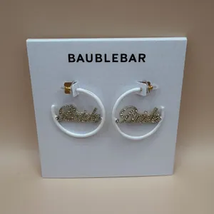 BaubleBar Bride White Enamel Pavé Crystal Script Hoop Earrings Wedding Jewelry‎ thumbnail 3