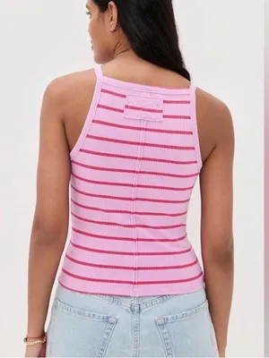 Free People We The Free Mia Tank Pink Striped XL thumbnail 2