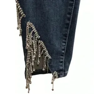 Akira Women's High Rise‎ Skinny Jeans Sparkle Rhinestone Blue Size 9 thumbnail 3